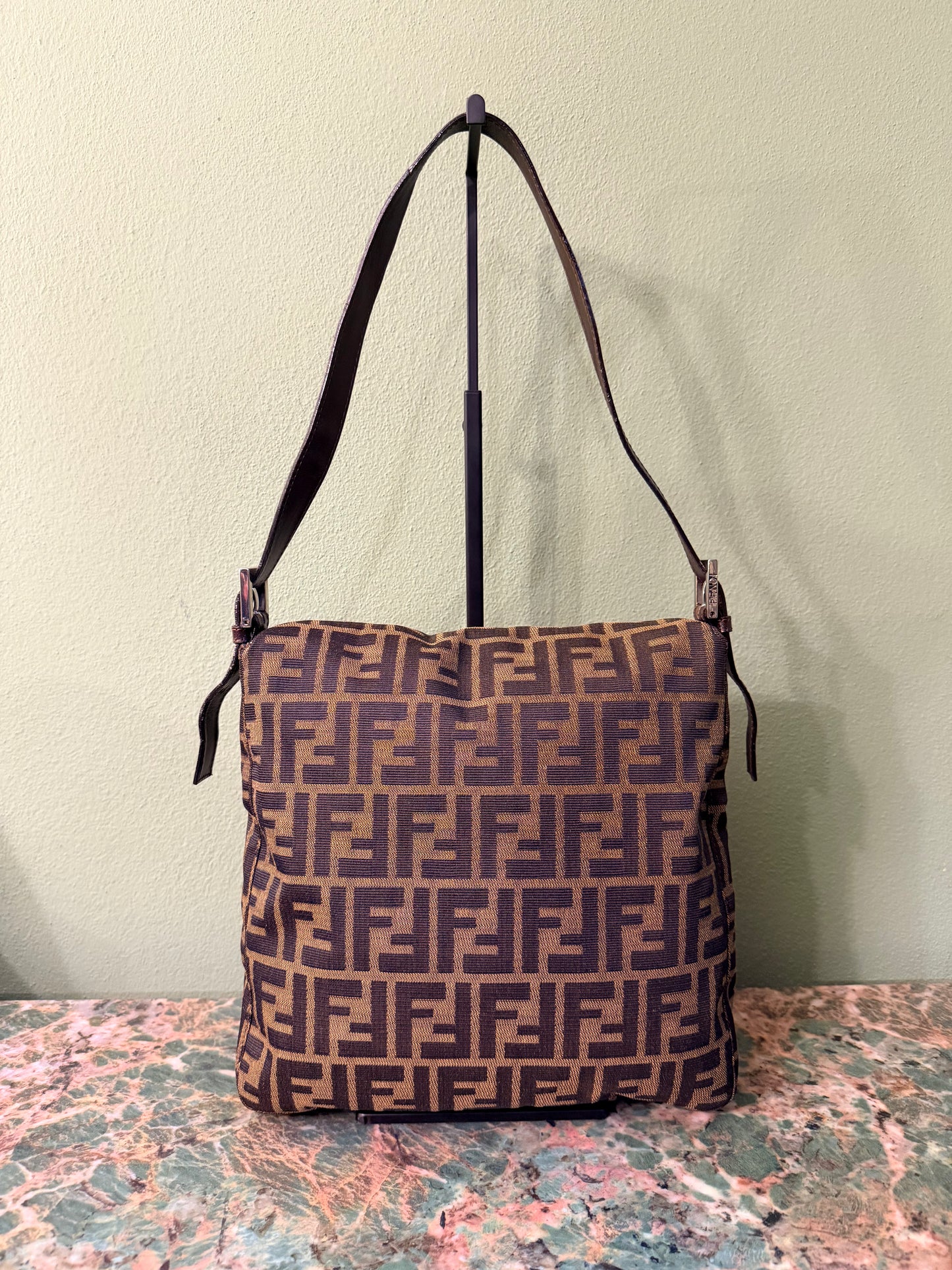 FENDI ZUCCA FLAP SHOULDER BAG