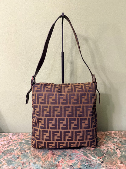 FENDI ZUCCA FLAP SHOULDER BAG