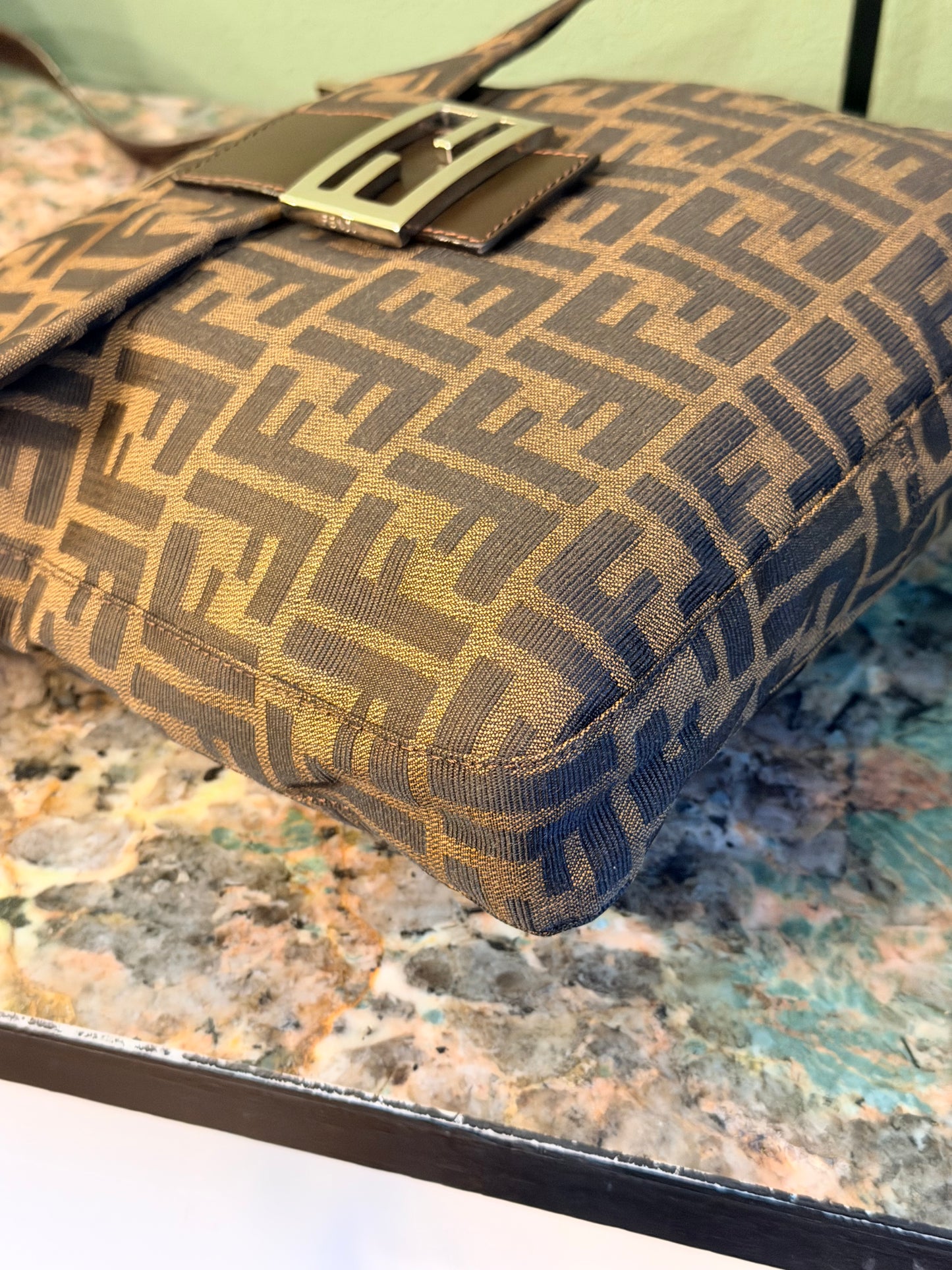 FENDI ZUCCA FLAP SHOULDER BAG