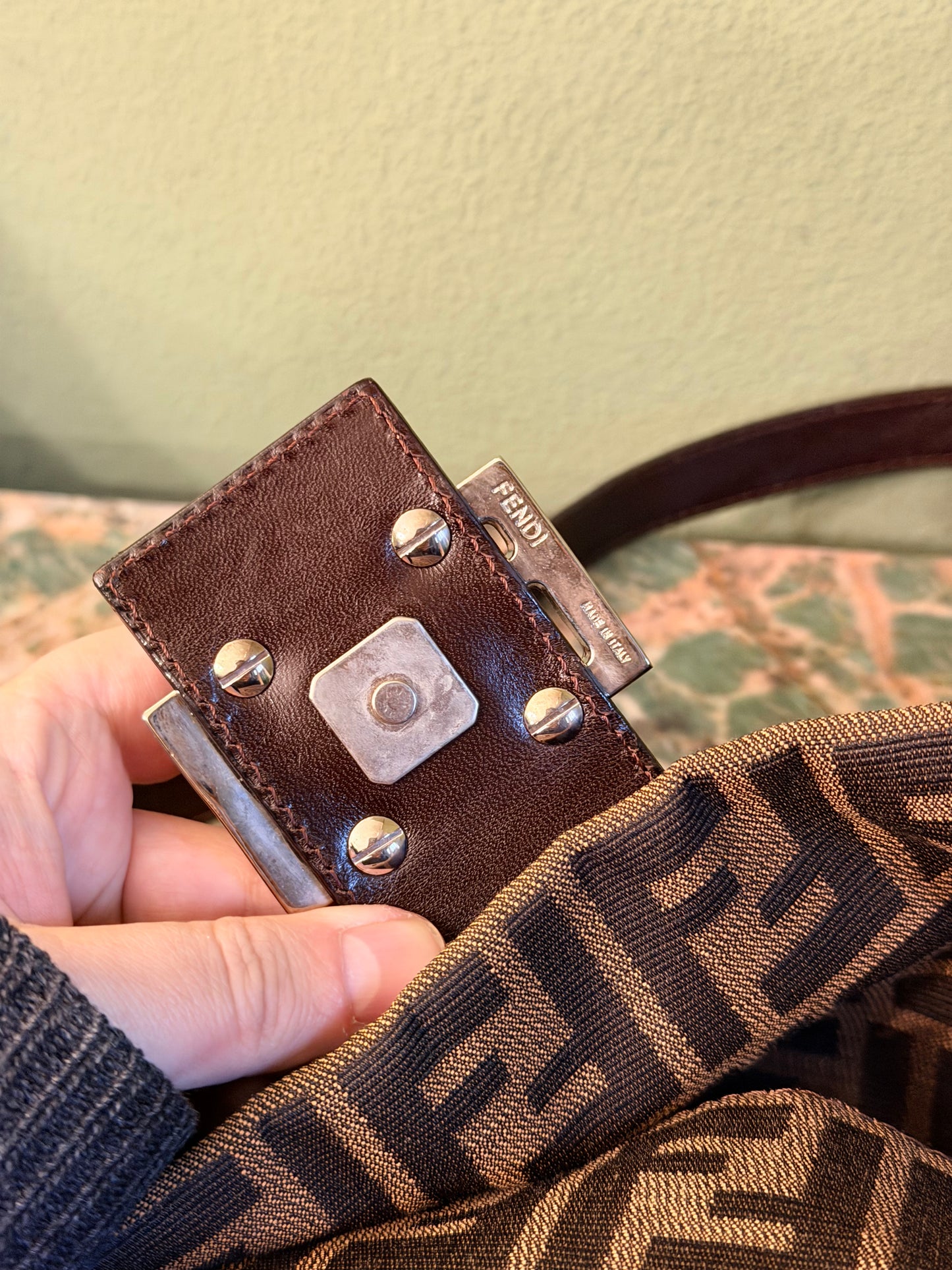 FENDI ZUCCA FLAP SHOULDER BAG