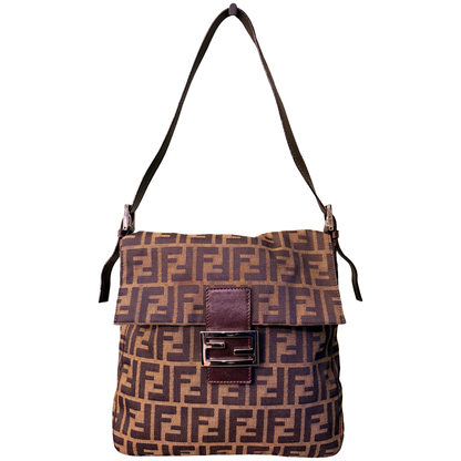 FENDI ZUCCA FLAP SHOULDER BAG