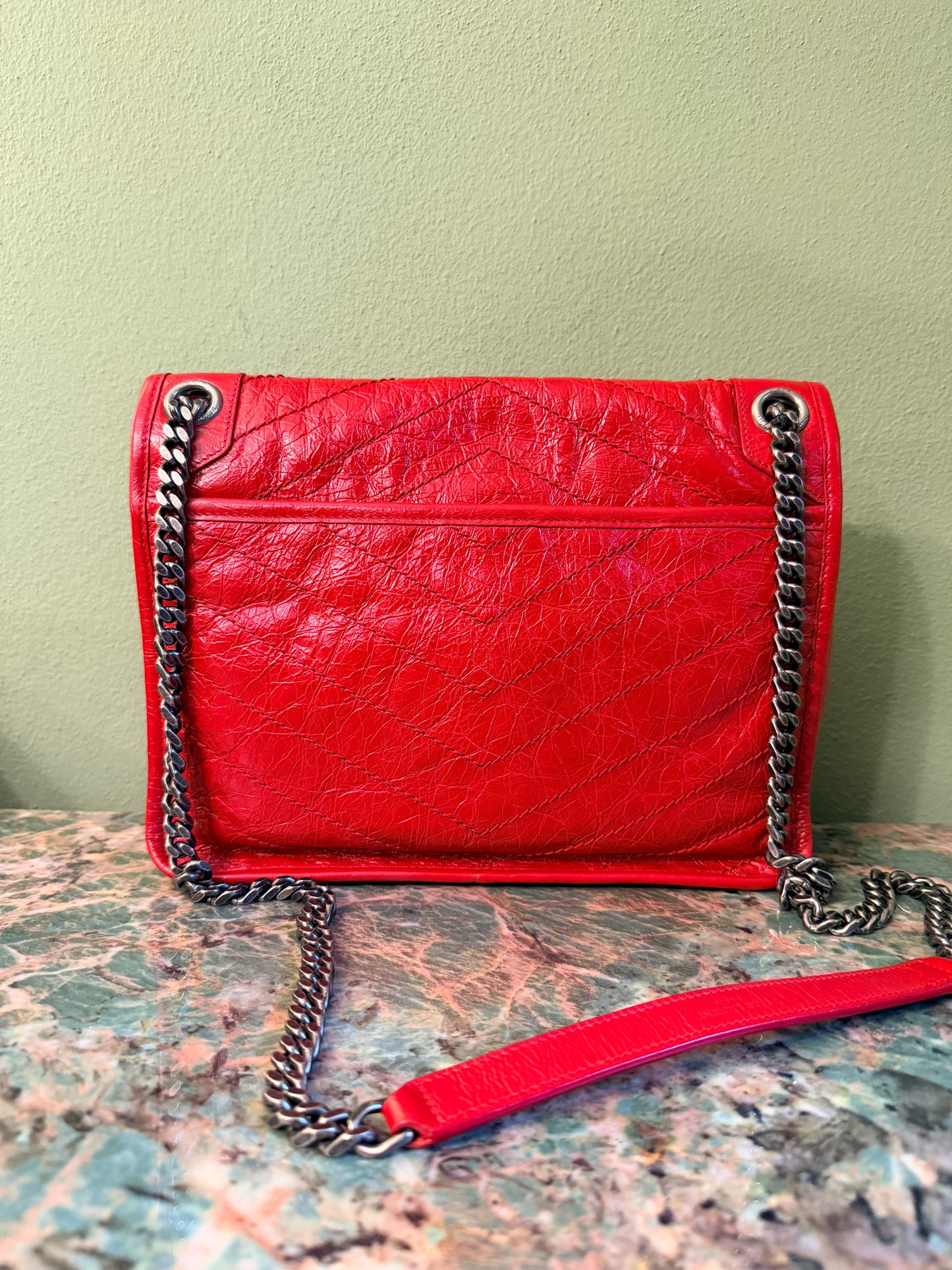 SAINT LAURENT RED MEDIUM NIKI SHOULDER BAG