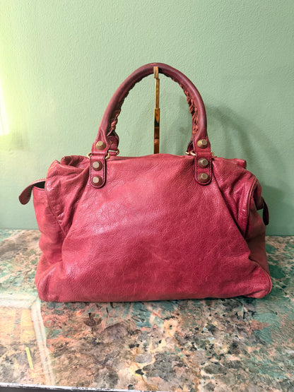BALENCIAGA RED GIANT MIDDAY HANDBAG
