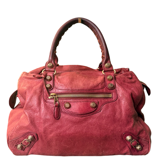 BALENCIAGA RED GIANT MIDDAY HANDBAG