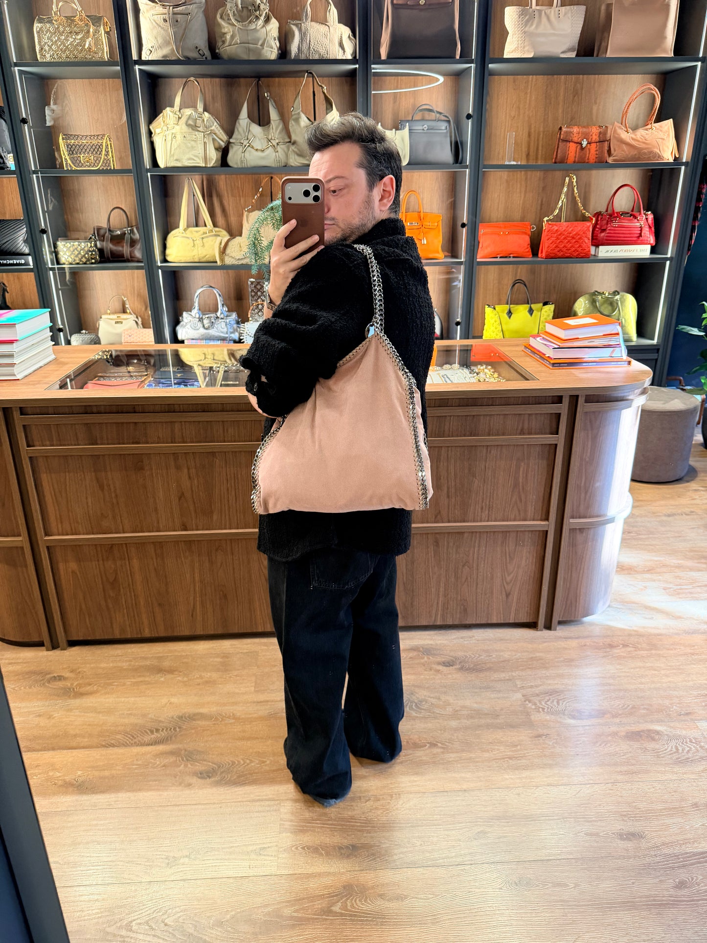 STELLA MCCARTNEY POWDER PINK MEDIUM FALABELLA TOTE BAG