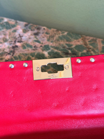 VALENTINO RED MEDIUM SPIKE SHOULDER BAG
