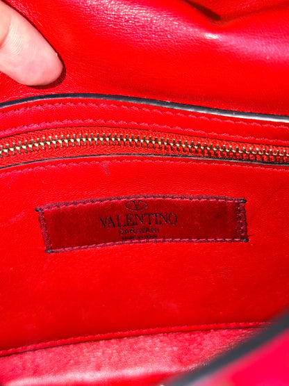 VALENTINO RED MEDIUM SPIKE SHOULDER BAG