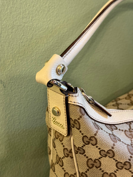 GUCCI BEIGE MONOGRAM HOBO BAG