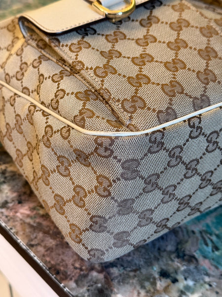 GUCCI BEIGE MONOGRAM HOBO BAG