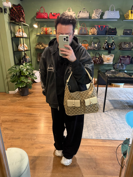 GUCCI BEIGE MONOGRAM HOBO BAG