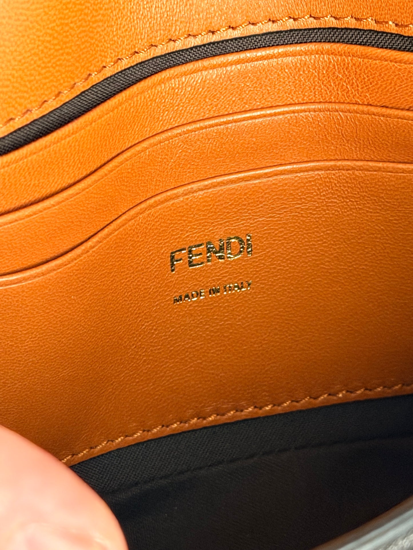 FENDI BI COLOR CHAIN MINI BAGUETTE SHOULDER BAG