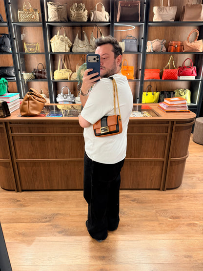 FENDI BI COLOR CHAIN MINI BAGUETTE SHOULDER BAG
