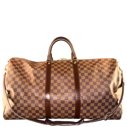 LOUIS VUITTON DAMIER EBENE KEEPALL 55 TRAVEL BAG