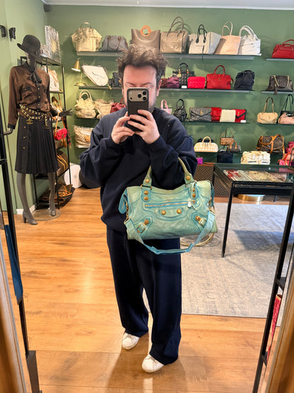 BALENCIAGA LIGHT BLUE GIANT 21 CITY HANDBAG