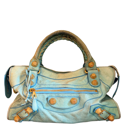 BALENCIAGA LIGHT BLUE GIANT 21 CITY HANDBAG