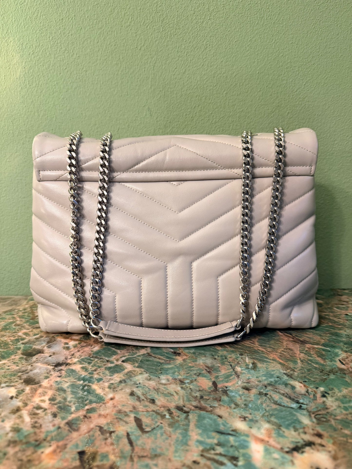 SAINT LAURENT GRAY MEDIUM LOU LOU SHOULDER BAG