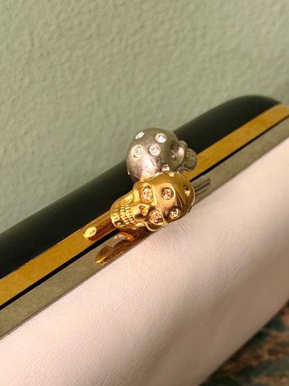 ALEXANDER MCQUEEN BLACK & WHITE SKULL LONG CLUTCH