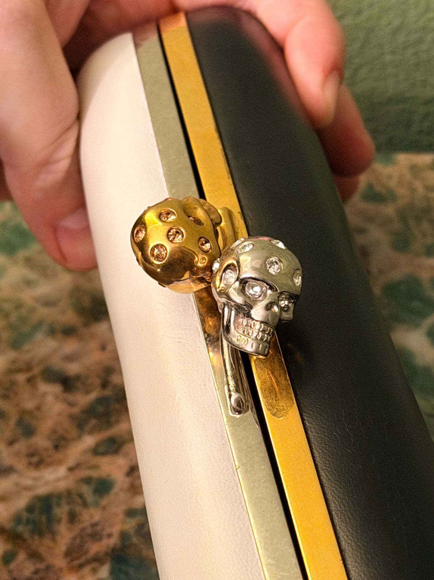 ALEXANDER MCQUEEN BLACK & WHITE SKULL LONG CLUTCH