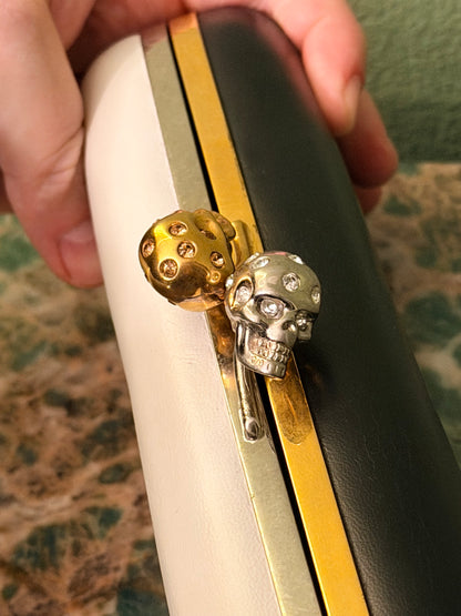 ALEXANDER MCQUEEN BLACK & WHITE SKULL LONG CLUTCH