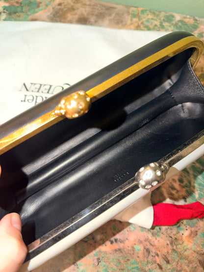 ALEXANDER MCQUEEN BLACK & WHITE SKULL LONG CLUTCH