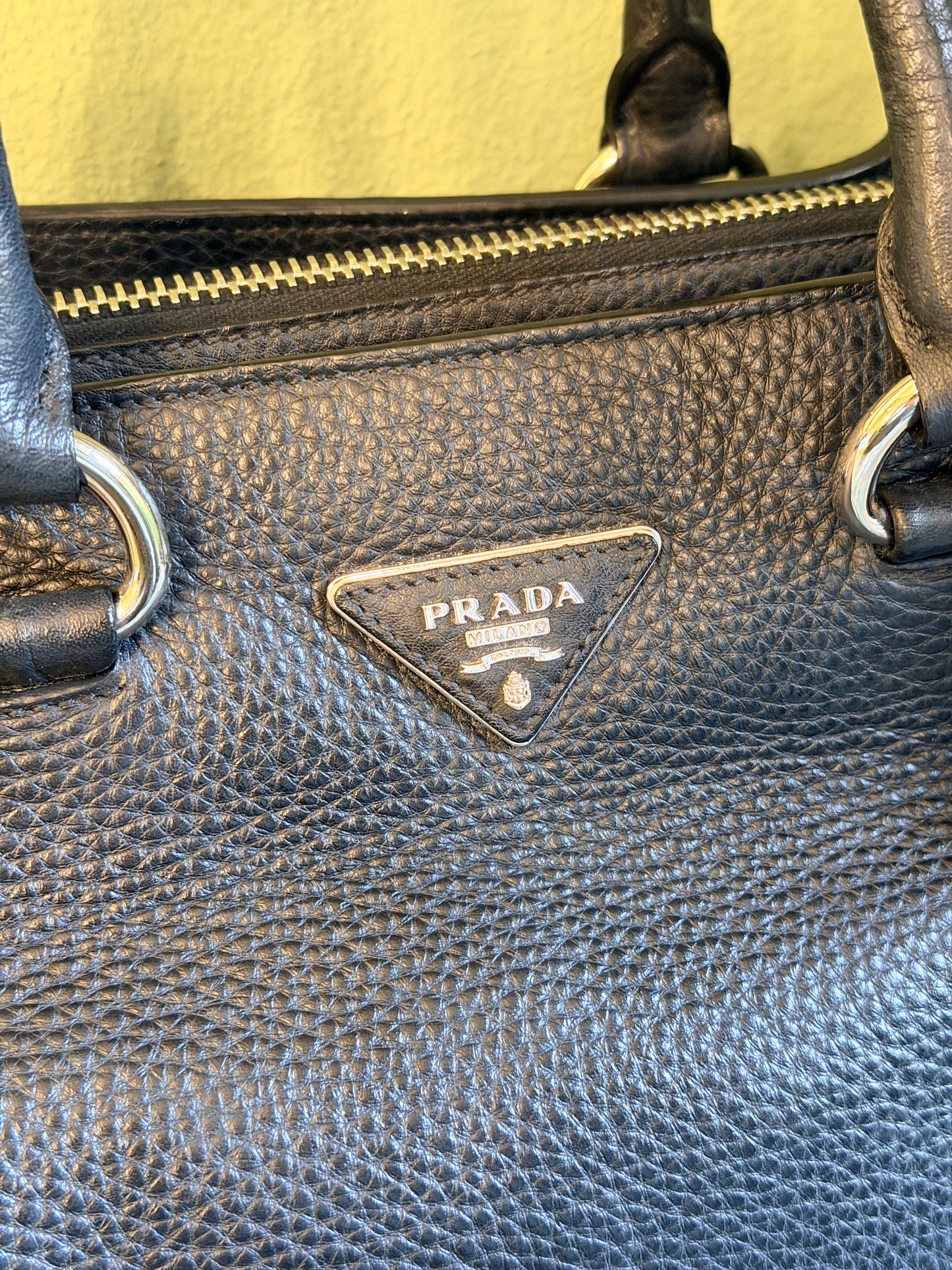 PRADA BLACK DAINO TWO WAY HANDBAG