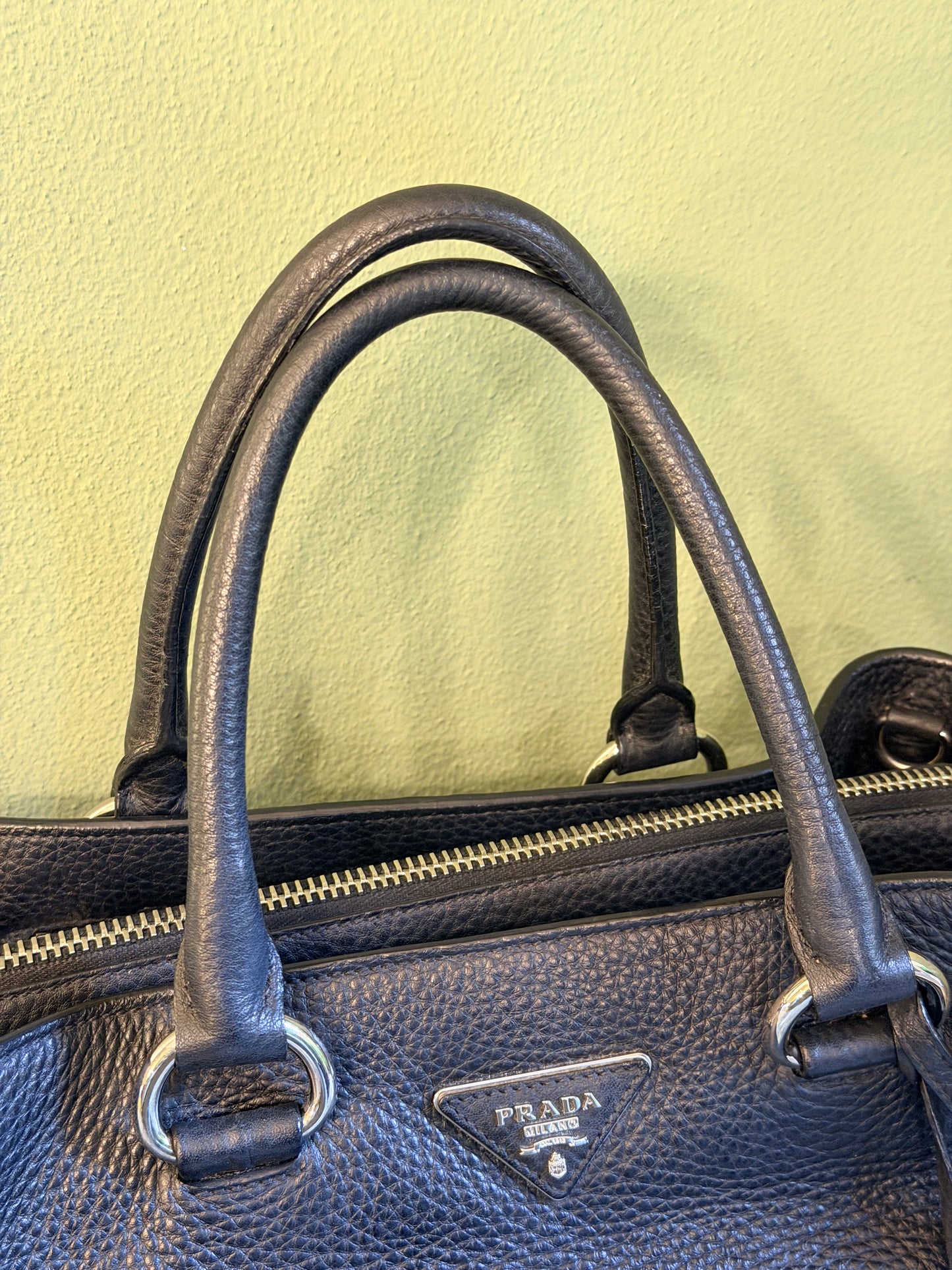 PRADA BLACK DAINO TWO WAY HANDBAG