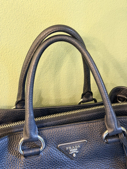 PRADA BLACK DAINO TWO WAY HANDBAG