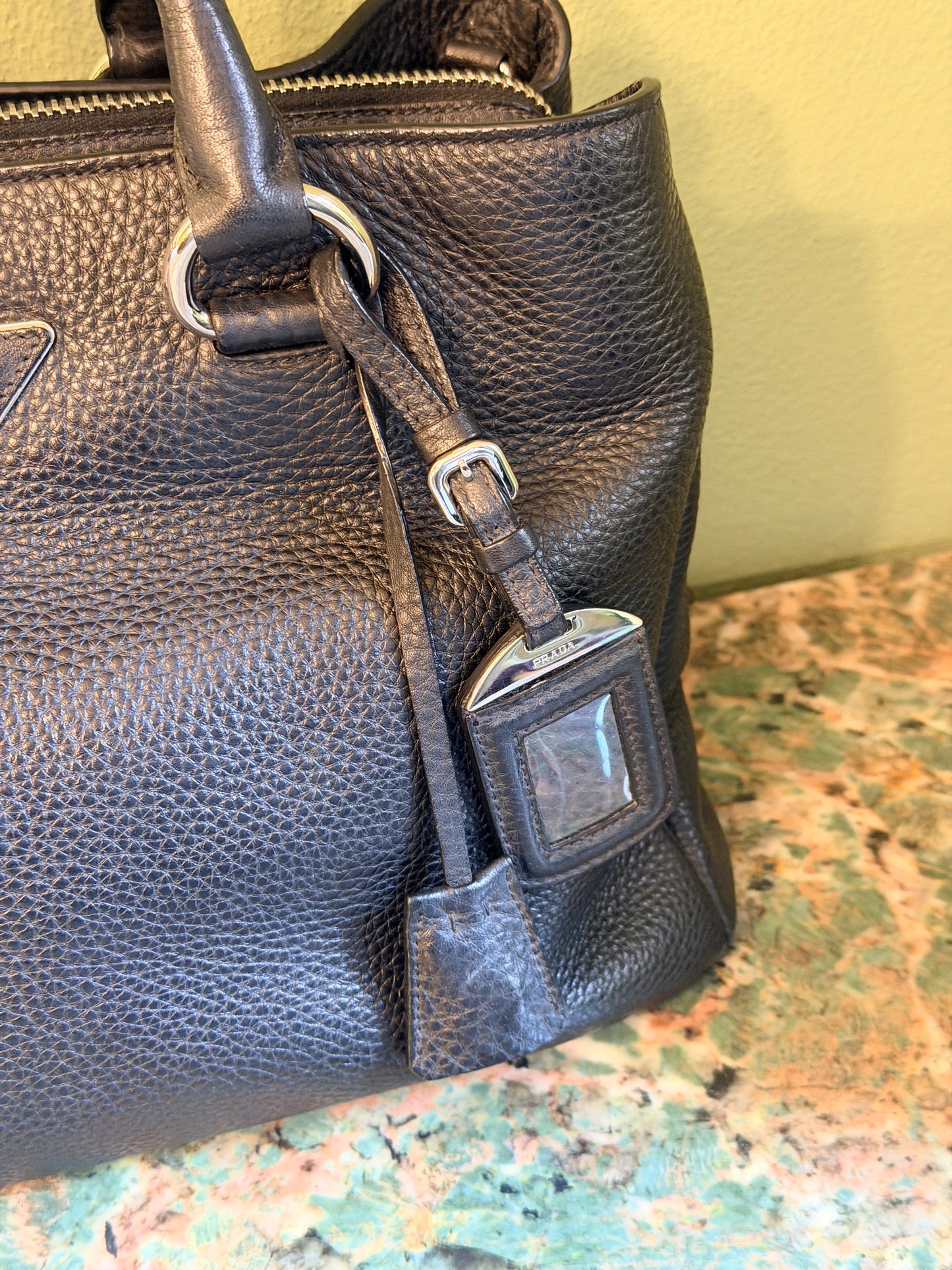 PRADA BLACK DAINO TWO WAY HANDBAG