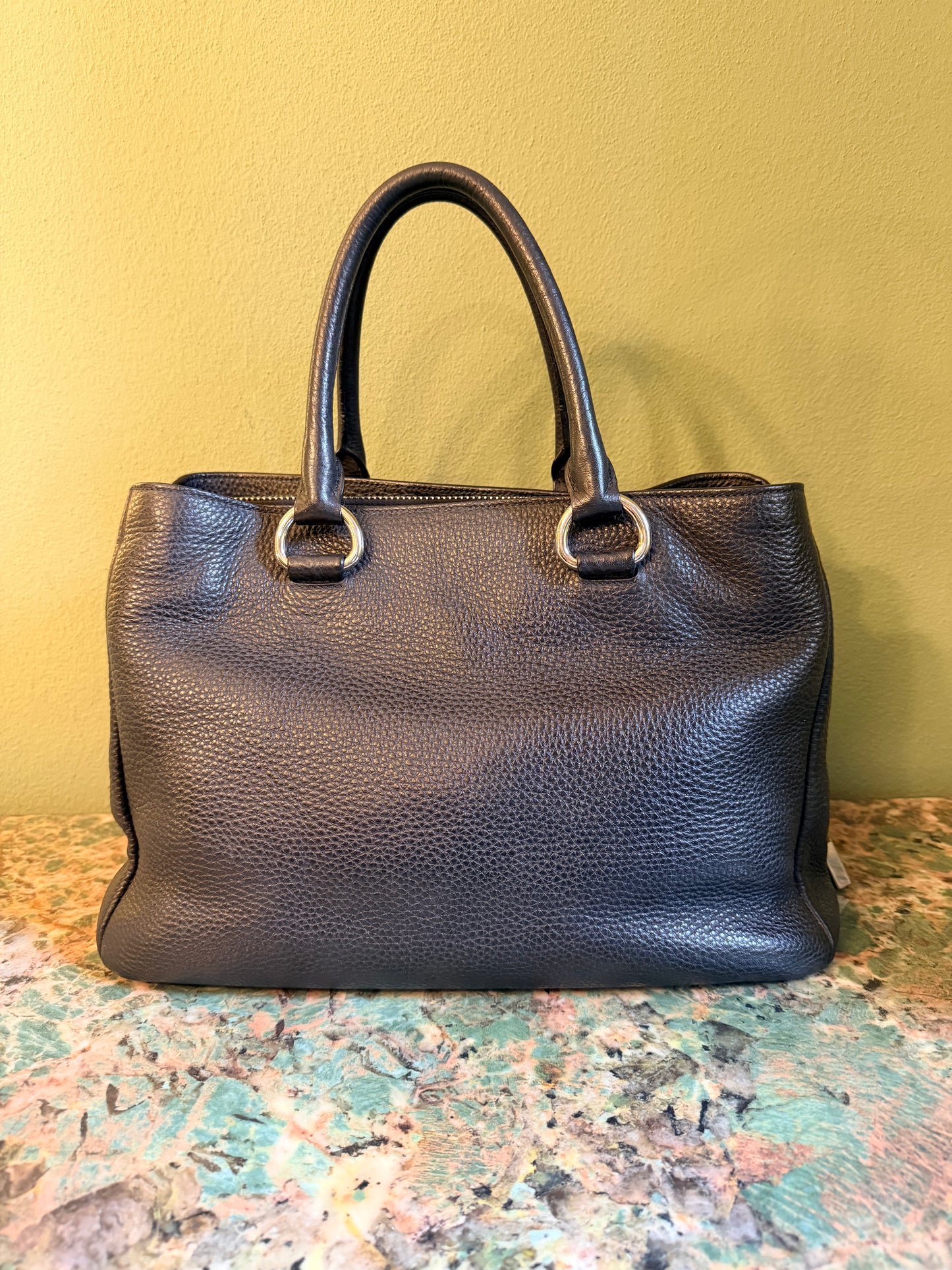 PRADA BLACK DAINO TWO WAY HANDBAG