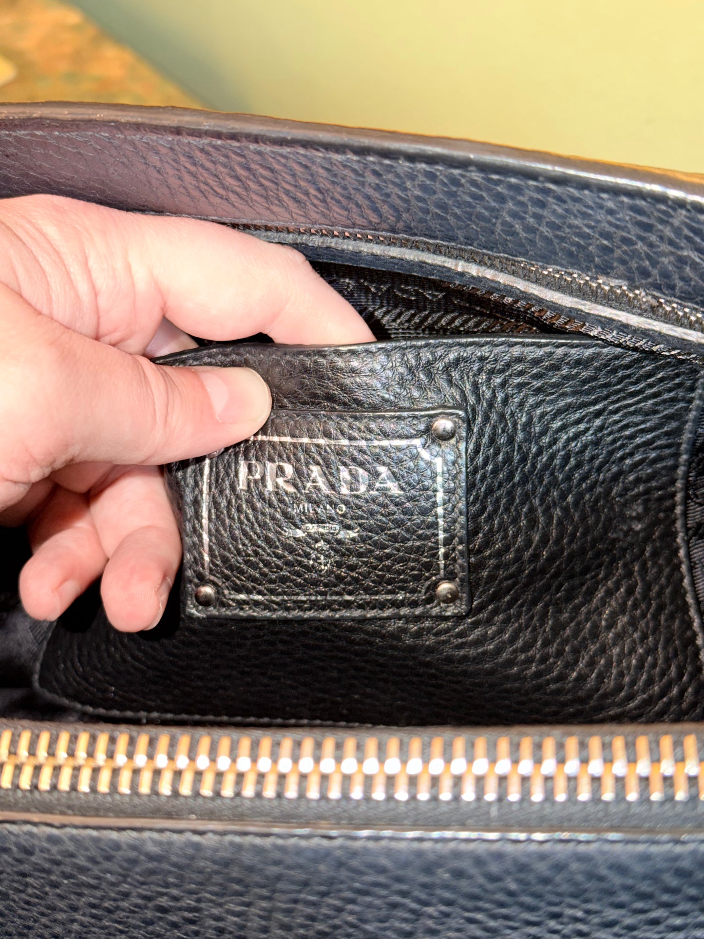 PRADA BLACK DAINO TWO WAY HANDBAG