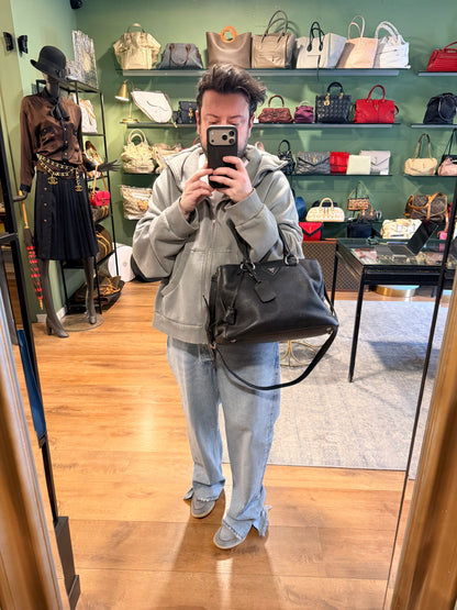 PRADA BLACK DAINO TWO WAY HANDBAG