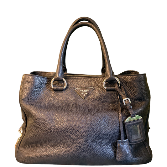 PRADA BLACK DAINO TWO WAY HANDBAG