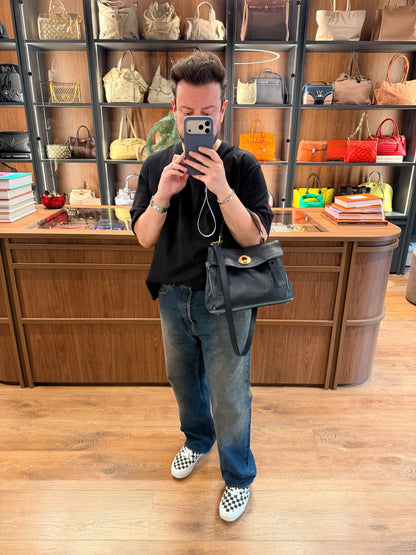 SAINT LAURENT NAVY SMALL MUSE TWO TOP HANDLE BAG