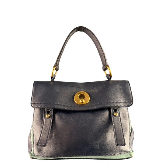 SAINT LAURENT NAVY SMALL MUSE TWO TOP HANDLE BAG