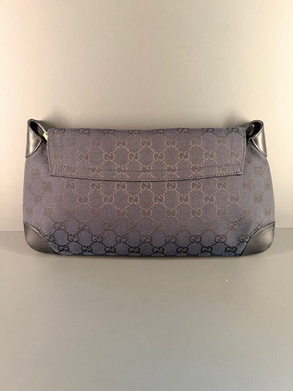 GUCCI BY TOM FORD BLACK GG CANVAS TIGER CHARM SHOULDER BAG