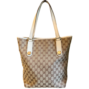 GUCCI WHITE MONOGRAM MEDIUM SHOPPING BAG