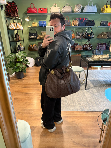 GUCCI DARK BROWN GUCCISSIMA HYSTERIA HANDBAG