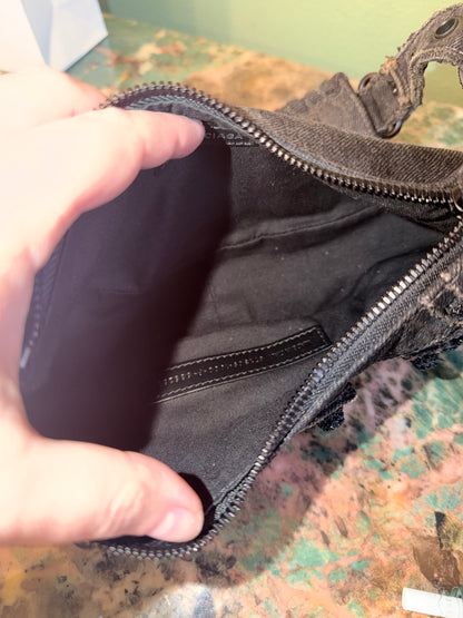 BALENCIAGA BLACK DENIM LE CAGOLE XS SHOULDER BAG