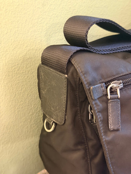 PRADA BLACK NYLON MESSANGER CROSSBODY BAG