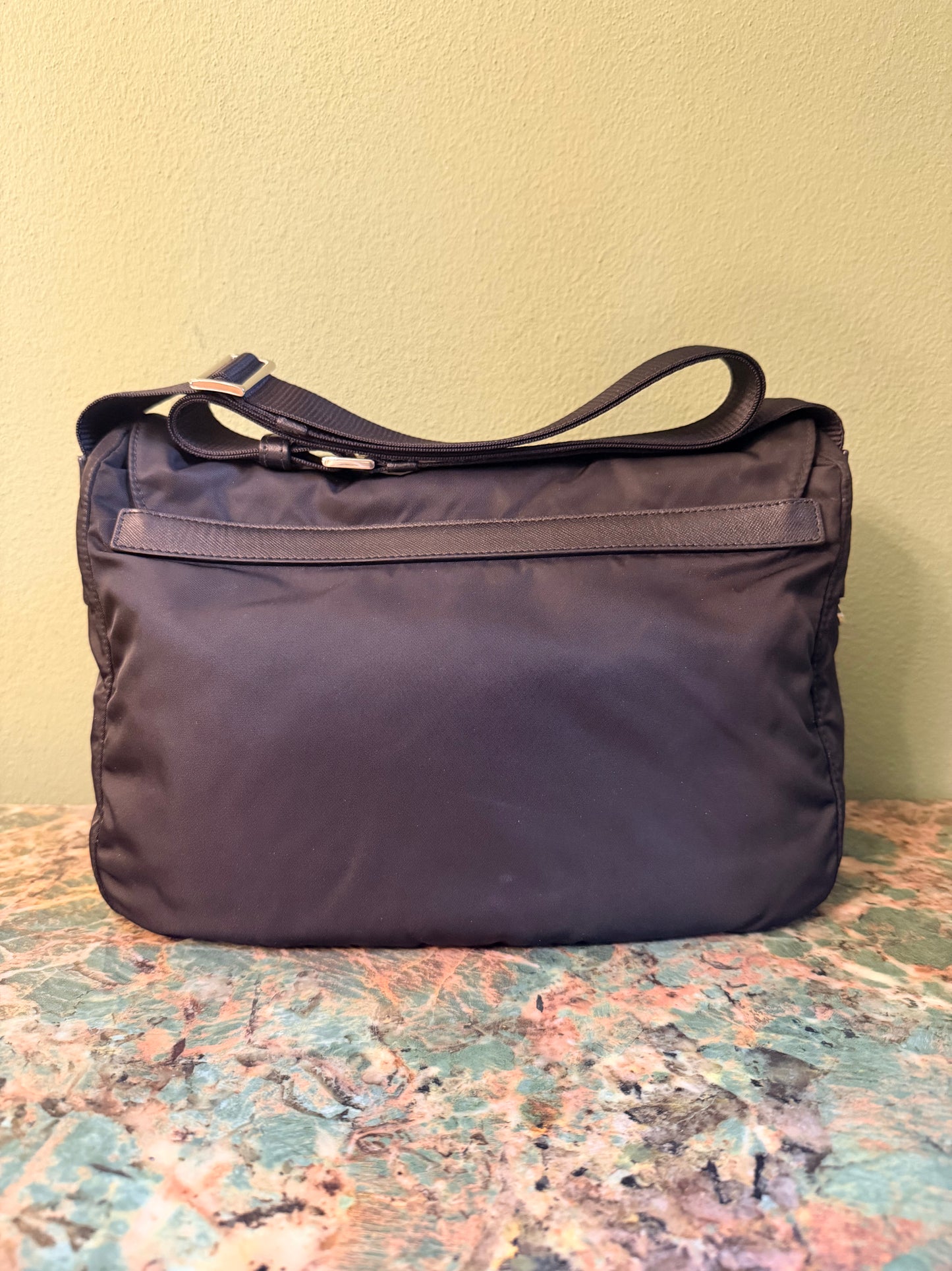 PRADA BLACK NYLON MESSANGER CROSSBODY BAG