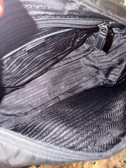 PRADA BLACK NYLON MESSANGER CROSSBODY BAG