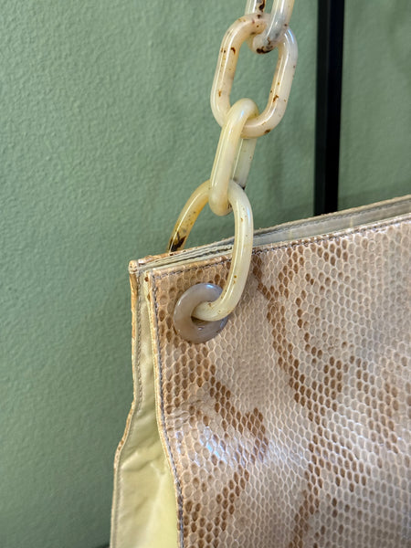 PRADA BEIGE PYTON CHAIN SHOULDER BAG