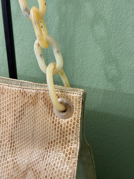 PRADA BEIGE PYTON CHAIN SHOULDER BAG