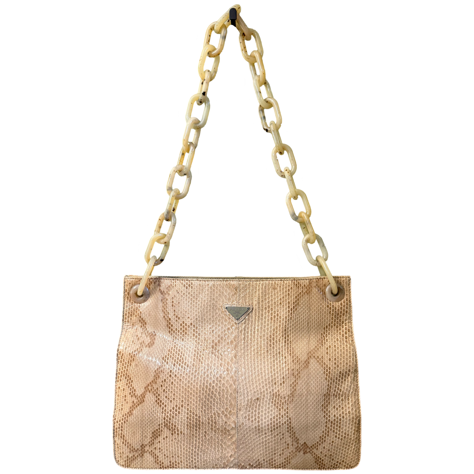 PRADA BEIGE PYTON CHAIN SHOULDER BAG