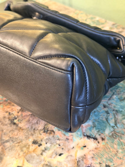 SAINT LAURENT BLACK SMALL LOULOU PUFFER SHOULDER BAG