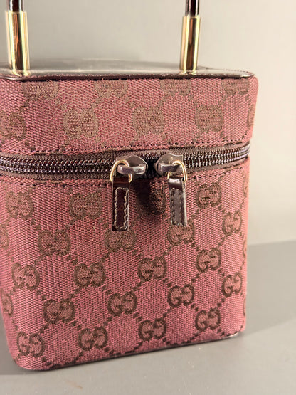 GUCCI GG CANVAS AMARANTH MINI VANITY HANDBAG