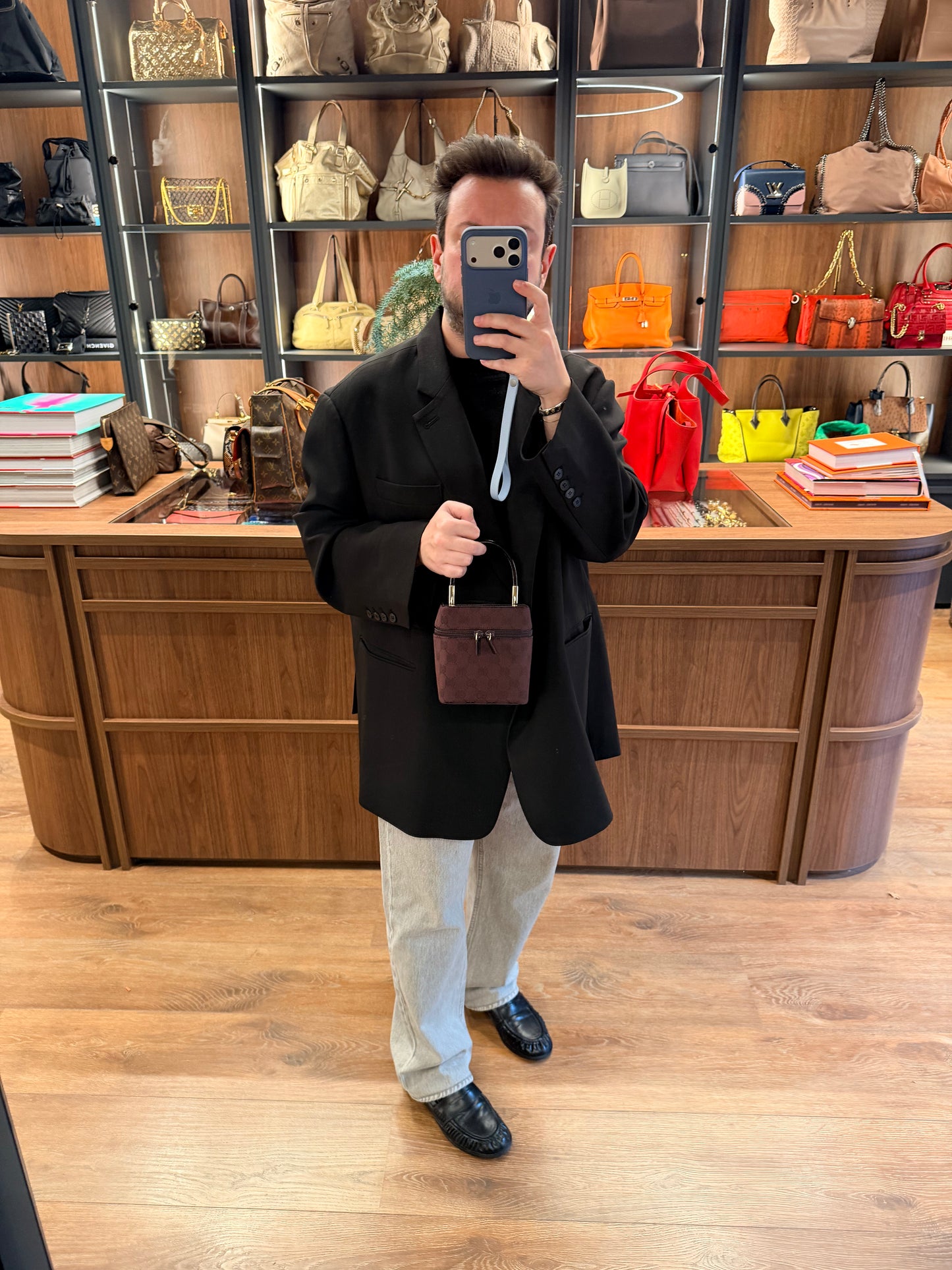 GUCCI GG CANVAS AMARANTH MINI VANITY HANDBAG