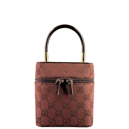GUCCI GG CANVAS AMARANTH MINI VANITY HANDBAG