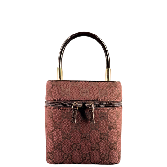 GUCCI GG CANVAS AMARANTH MINI VANITY HANDBAG