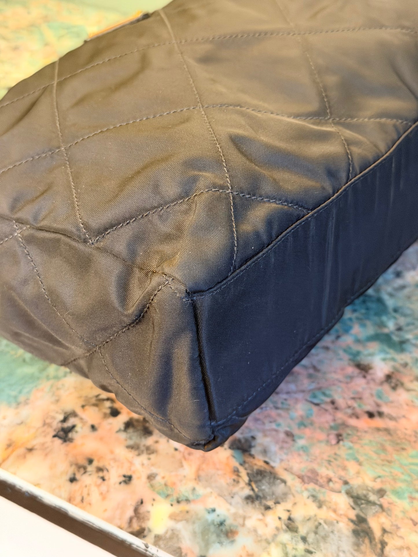 PRADA BLACK NYLON CHAIN SHOPPING TOTE